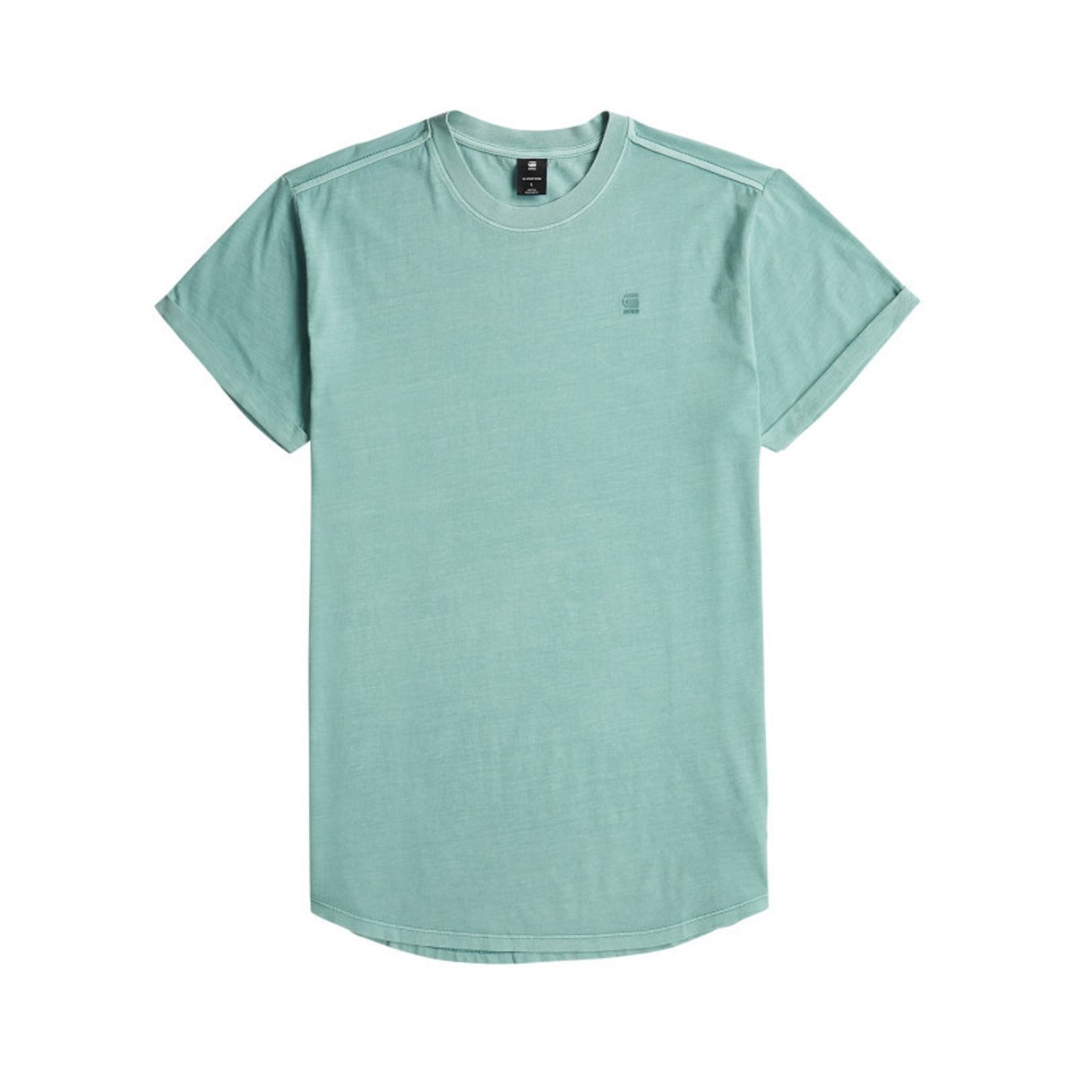 T-shirt en coton biologique vert d'eau uni avec un logo sur le coeur bleu, G-Star RAW