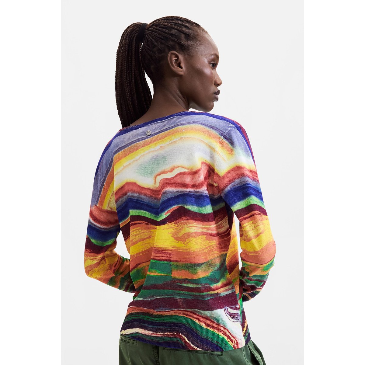 Pull fin en maille imprimé jaune, DESIGUAL