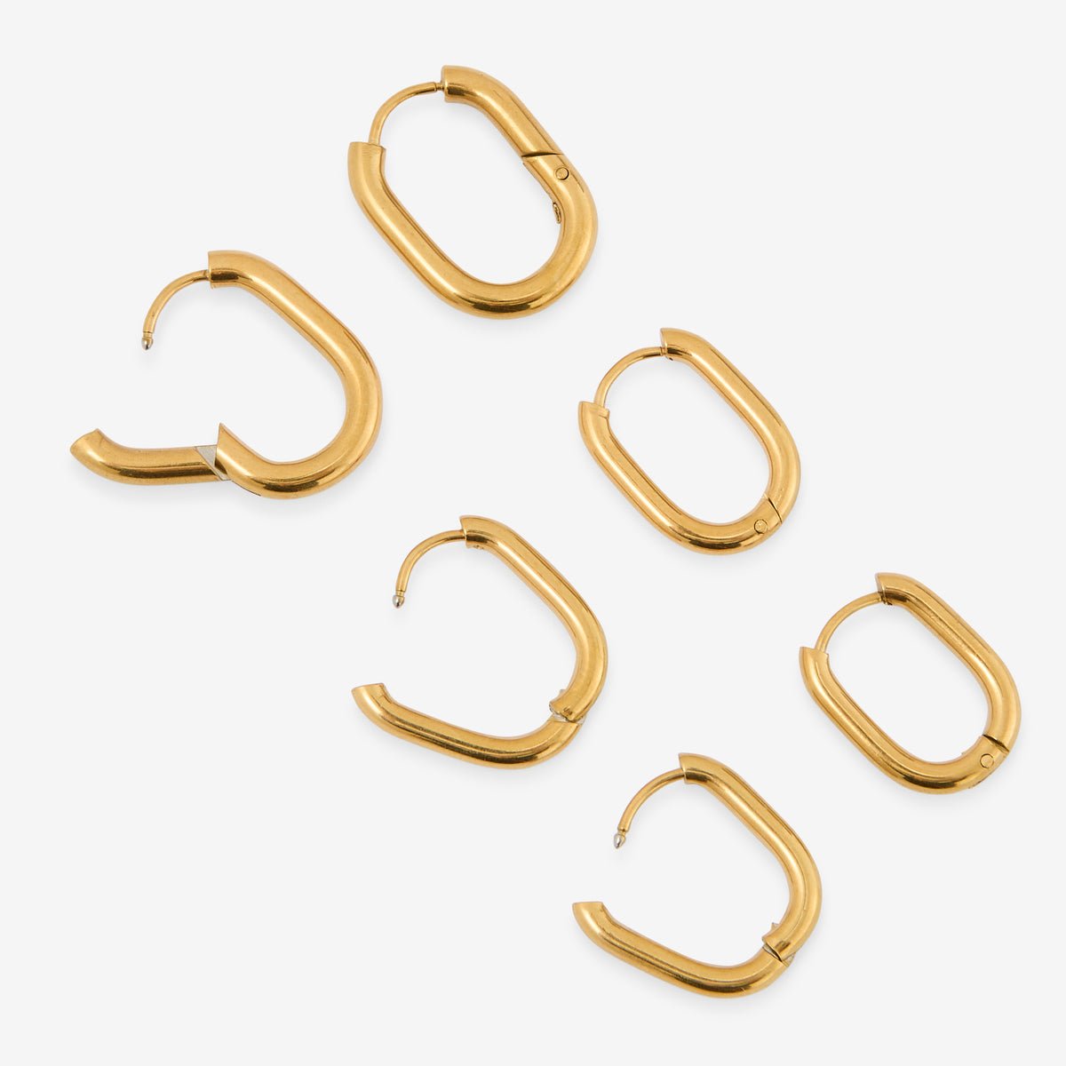 Set x3 mini créoles carrées - acier inoxydable doré doré, BALABOOSTE