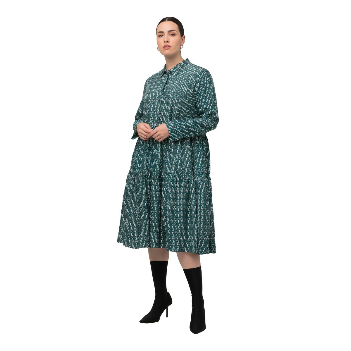 Robe chemisier longueur maxi pétrole vif, ULLA POPKEN