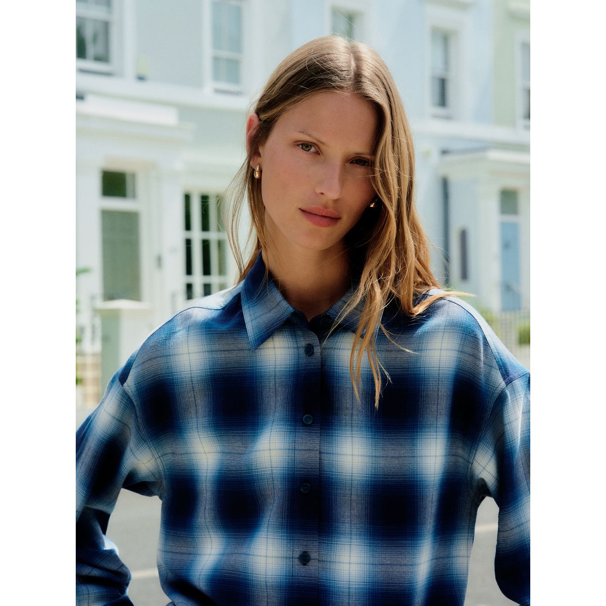 Chemise en flanelle oversize carreaux bleus, NEXT