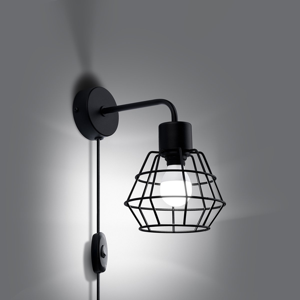 Applique Acier Noir E14 1 Suba noir, EDEN