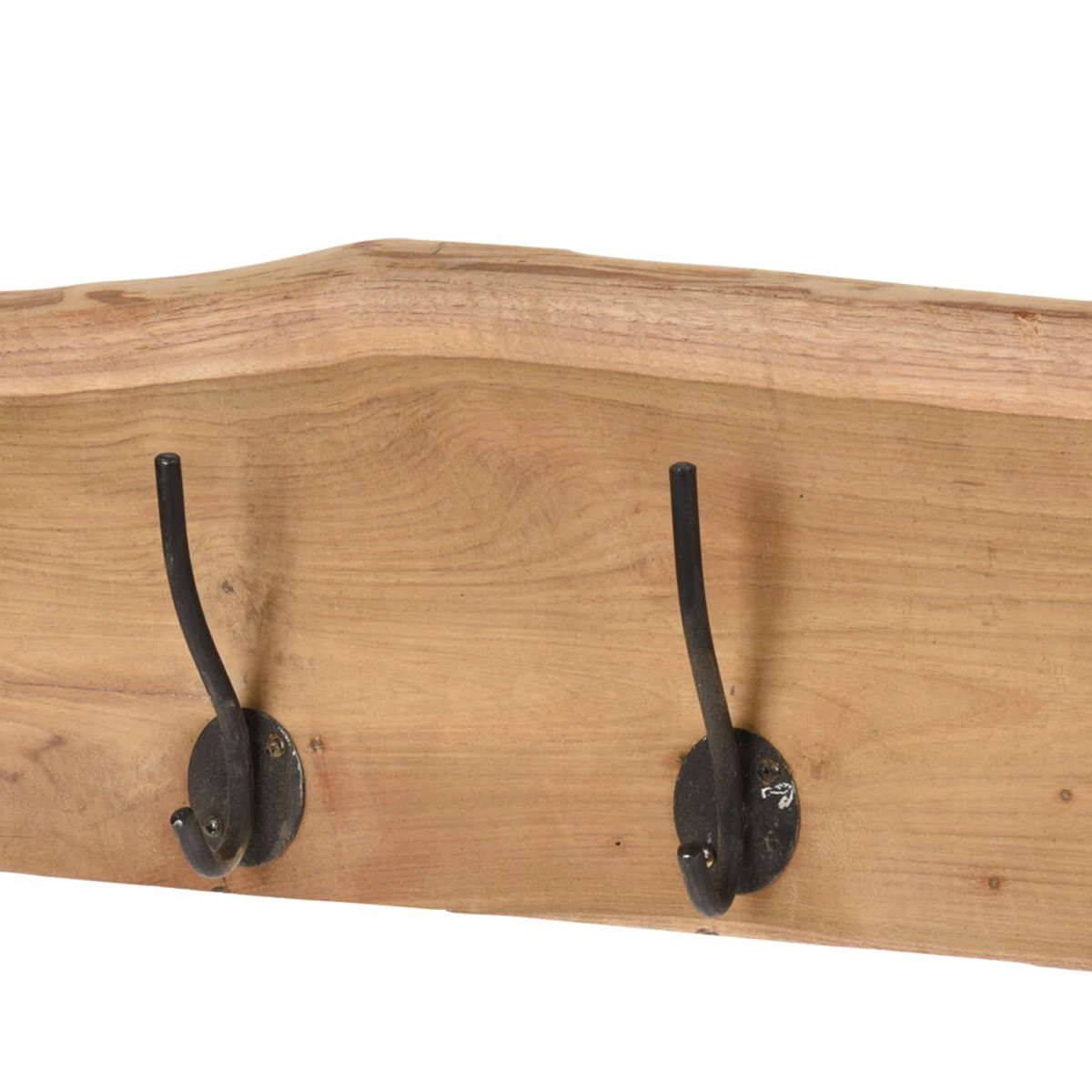 Portemanteau mural en teck 4 crochets 50x6x13cm bois, WADIGA