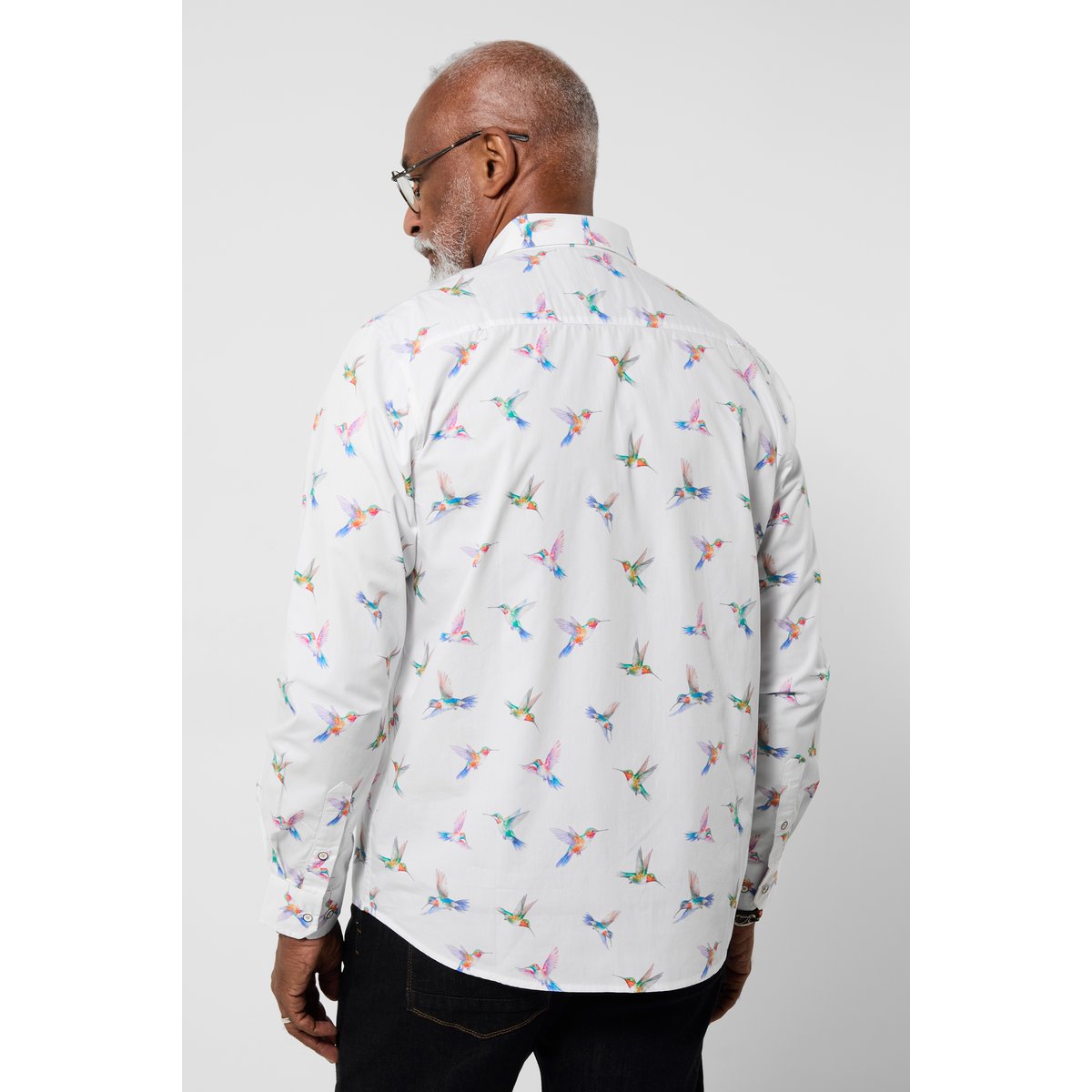 Chemise à manches longues imprimé colibri blanc, JOE BROWNS