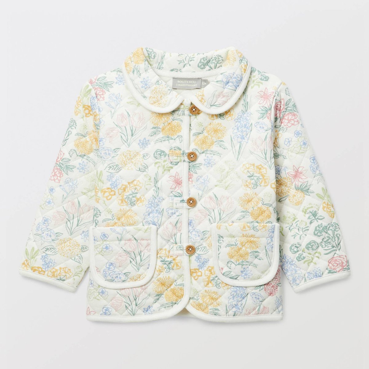 Cardigan imprimé en molleton en coton BIO GOTS naturel, BOUT'CHOU