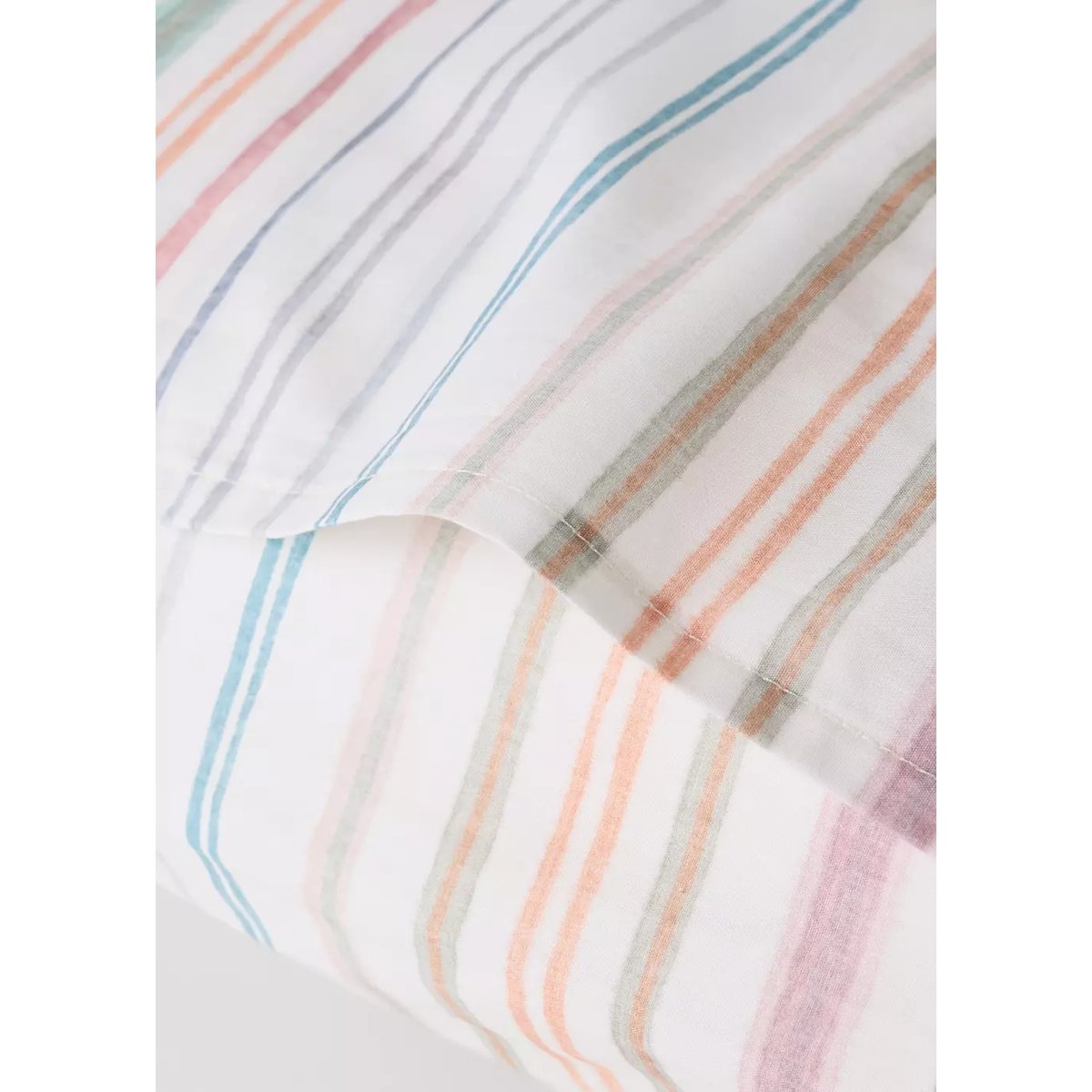 Taie d'oreiller percale de coton rayures multiples colorées 60x60 cm vert, MANGO HOME