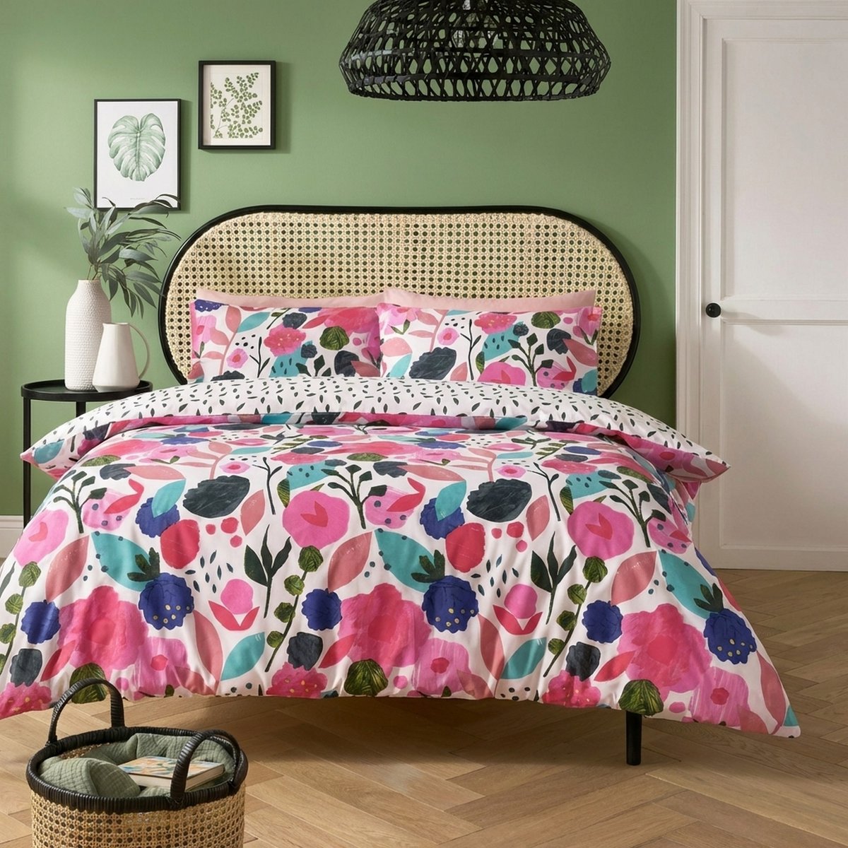 Parure de lit en Percale de Coton Floral Collage - KATE MERRITT blanc, EDEN