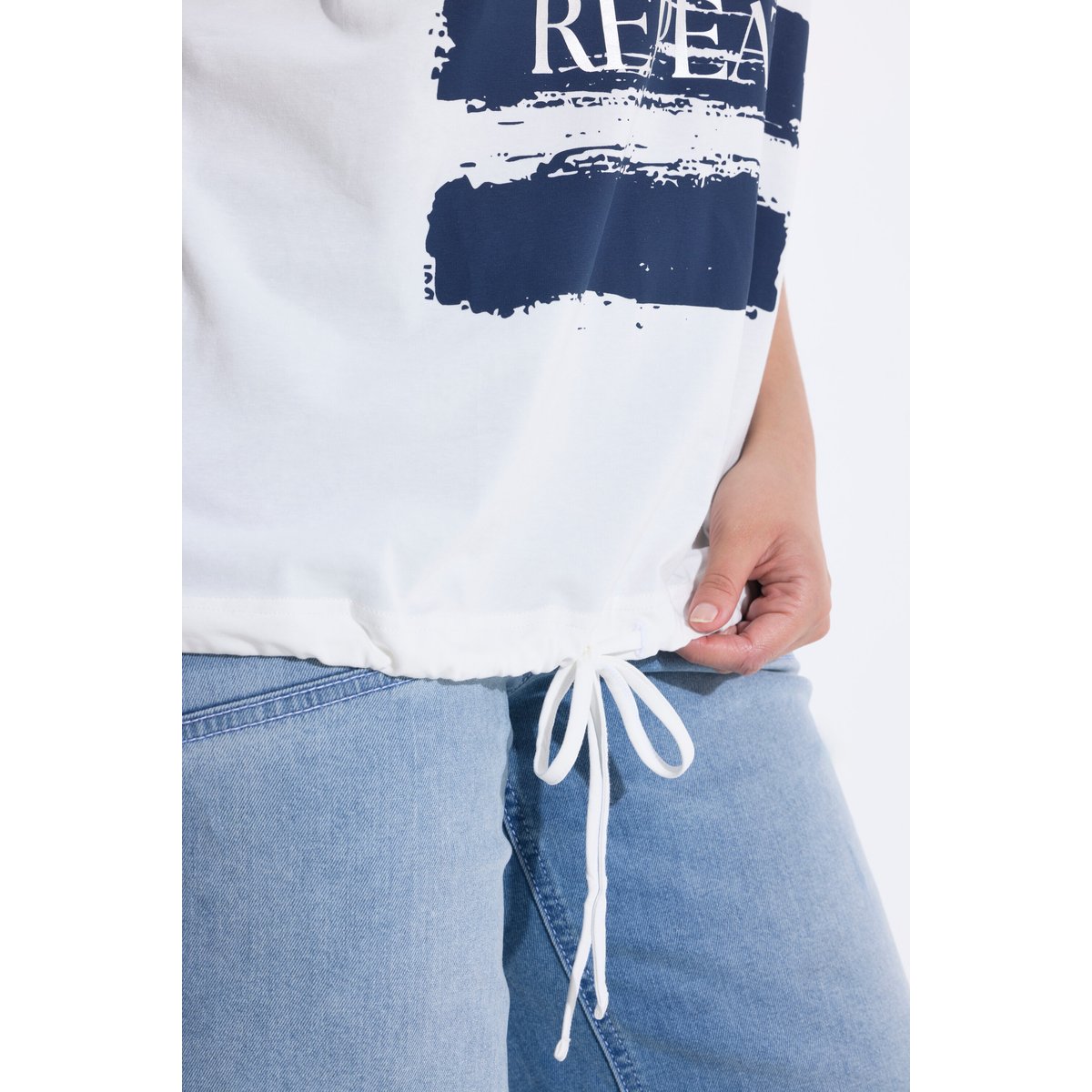 T-shirt avec message blanc cassé, ULLA POPKEN