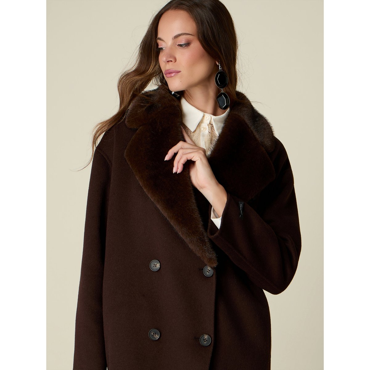 Manteau croisé marron, OLTRE