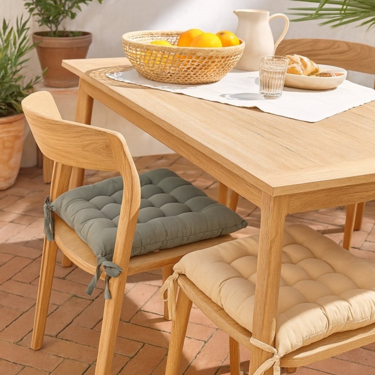 Lot de 4 galettes de chaises 40x40cm beige, ORNAMI