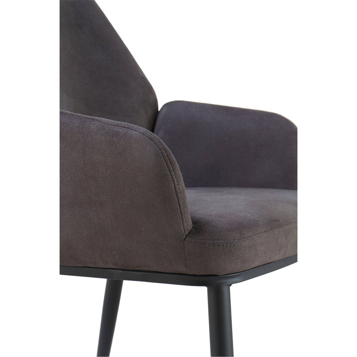 Fauteuil avec pieds en métal style moderne gris foncé pieds noirs, RECOLLECTION