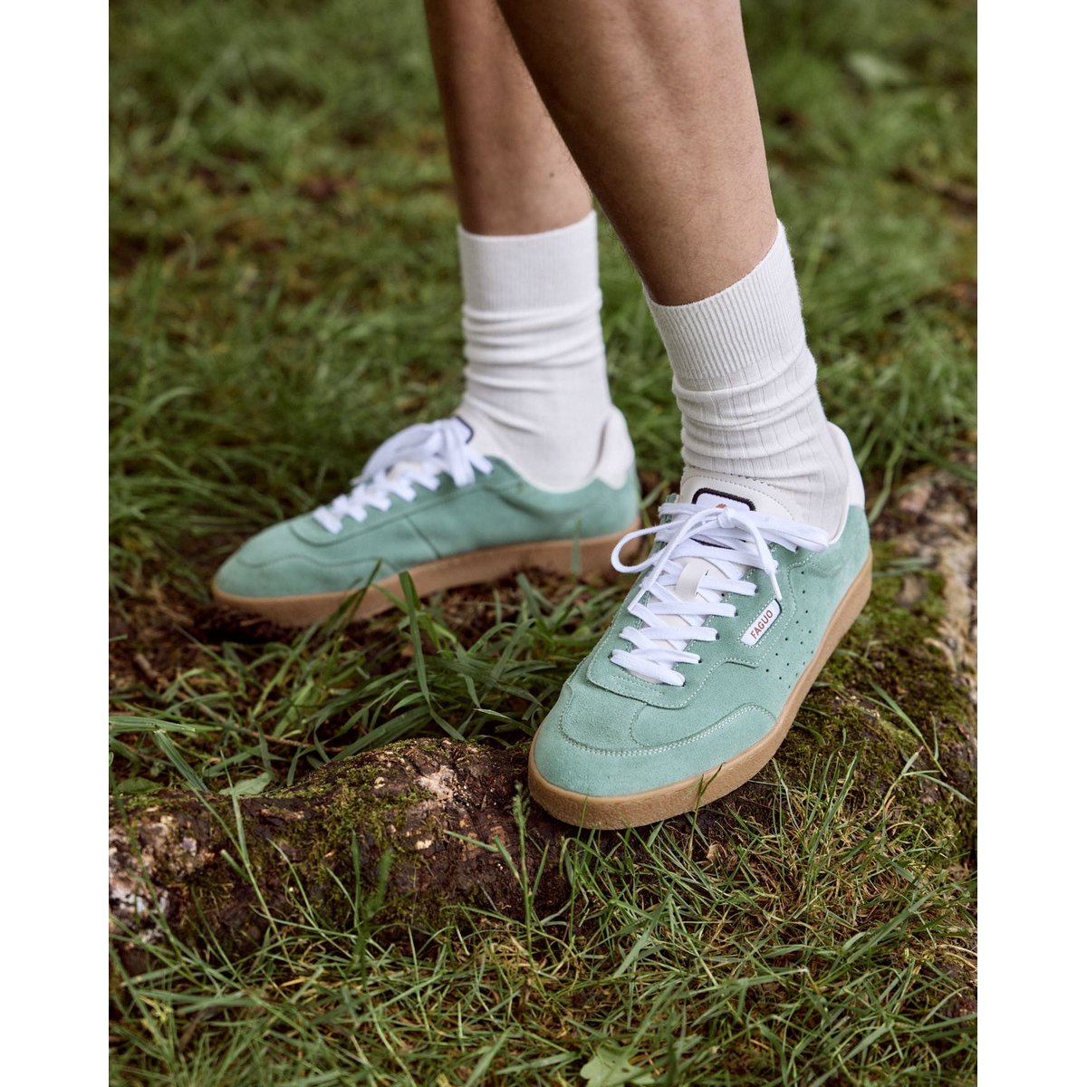Baskets basses suede LUMBO vert clair, FAGUO