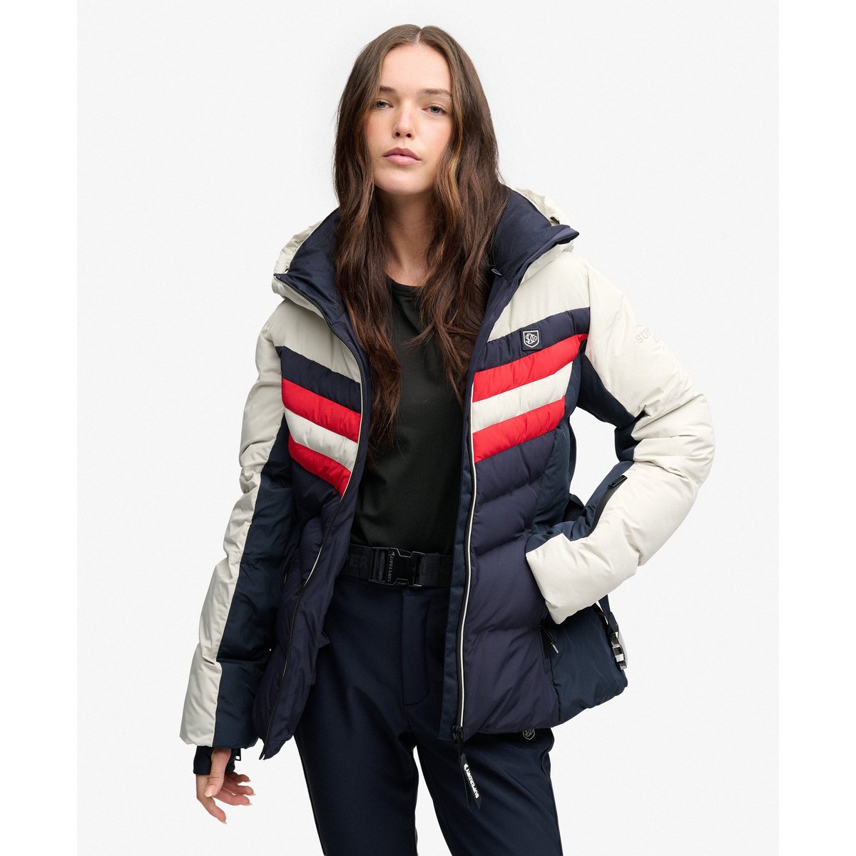 Veste Matelassée Luxe Chevron Ski bleu marine intense, SUPERDRY
