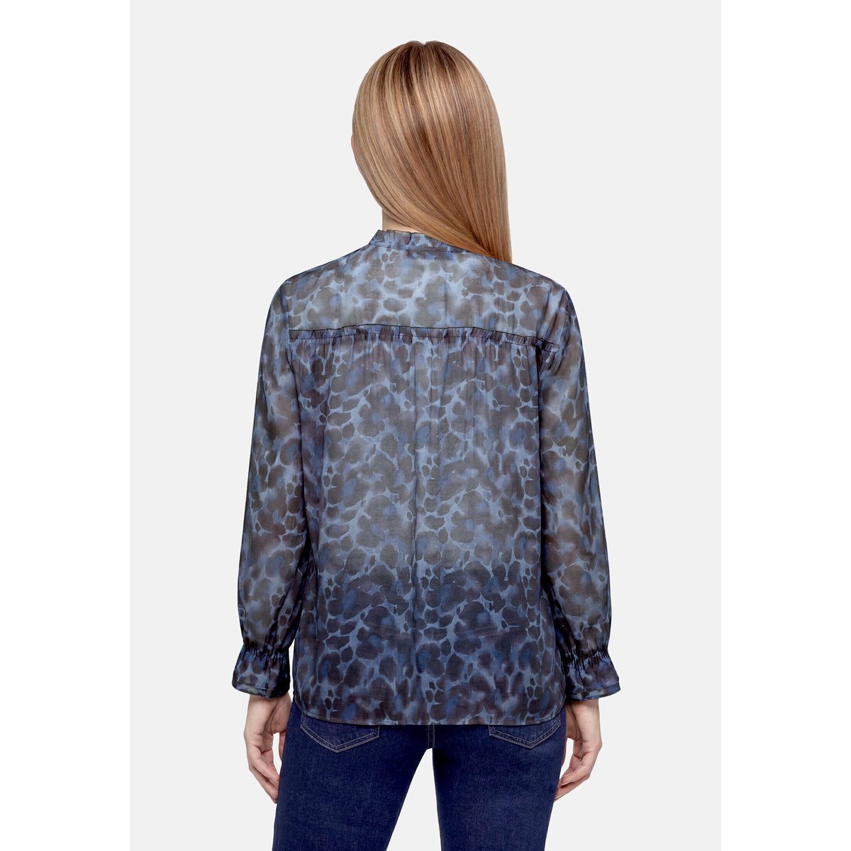 Chemisier en chiffon à imprimé animalier bleu/marron, BETTY BARCLAY