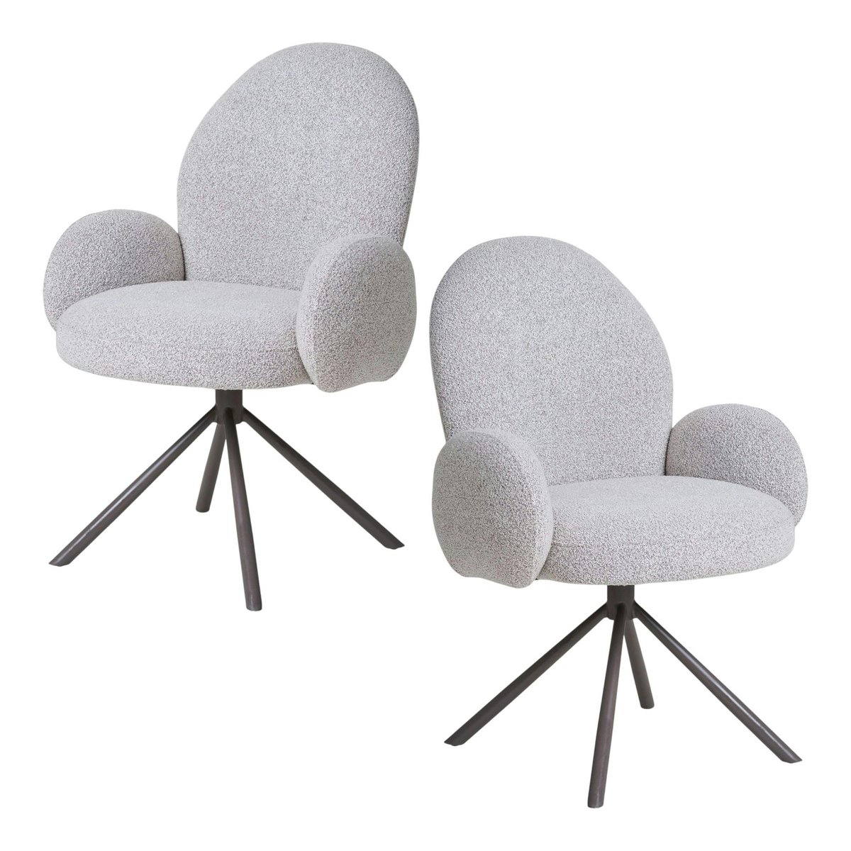 Chaise de salle à manger en tissu bouclette beige forme ronde (lot de 2) BERLIN beige, PIER IMPORT