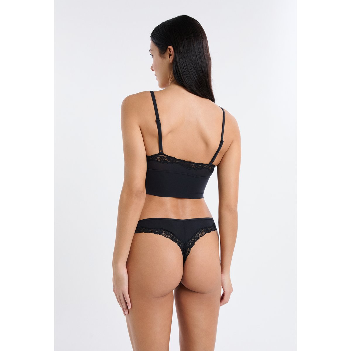 Soutien-gorge triangle en microfibre et dentelle PURE SOFT LACE noir, ETAM