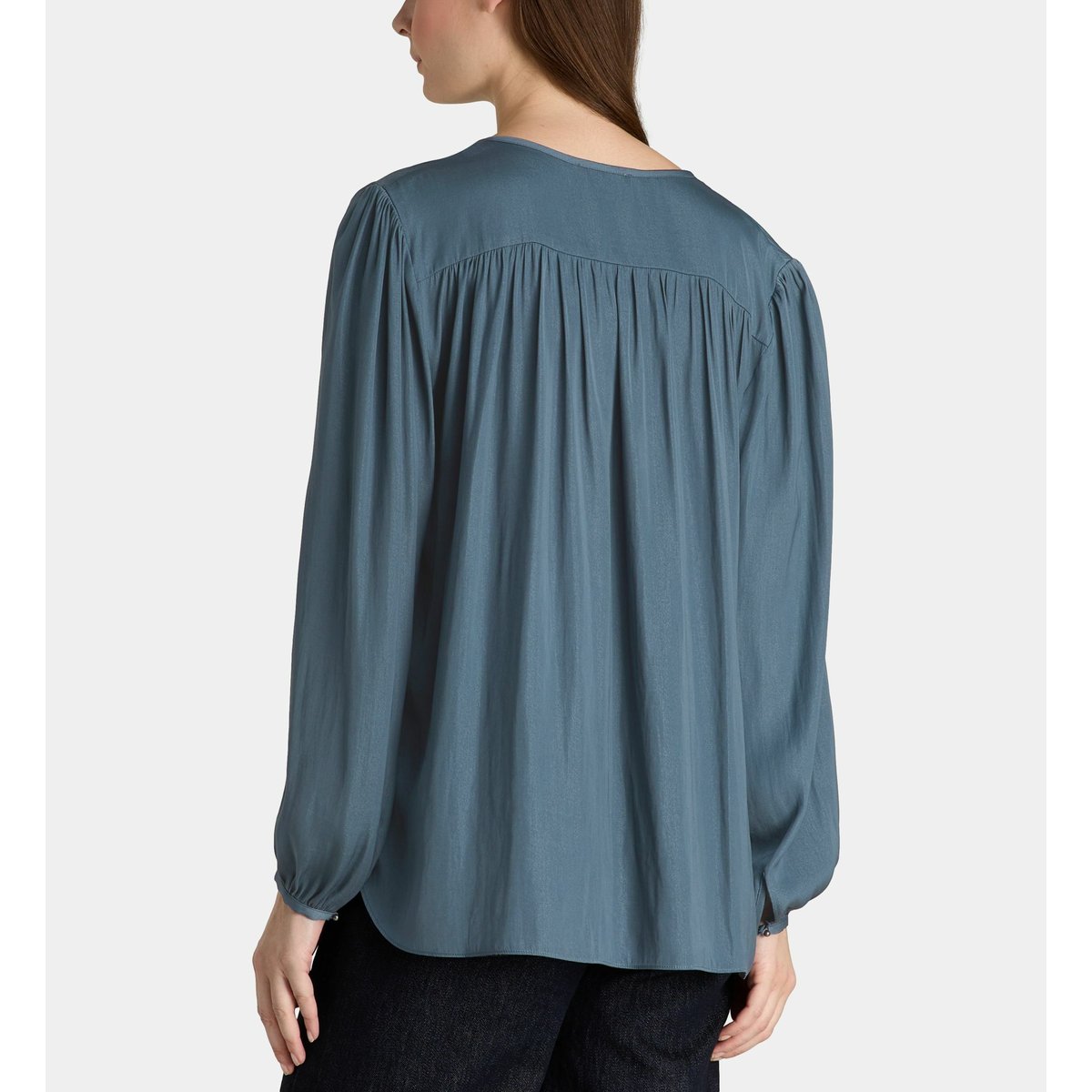 Blouse danube satl ample à manches longues bleu grisé, GALERIES LAFAYETTE