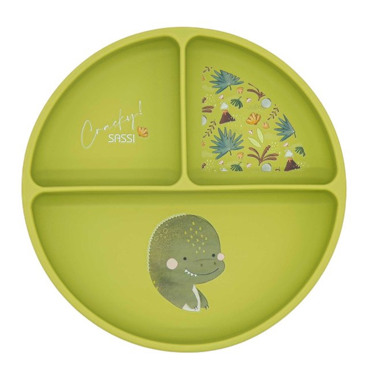 Assiette compartimentée en silicone avec ventouse ANIMAUX ANIMAUX vert, SASSI