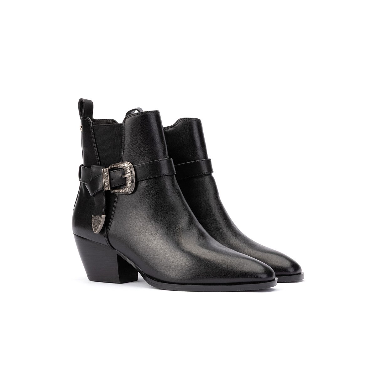 Bottines à talon cuir Jeanne black, MARTINELLI