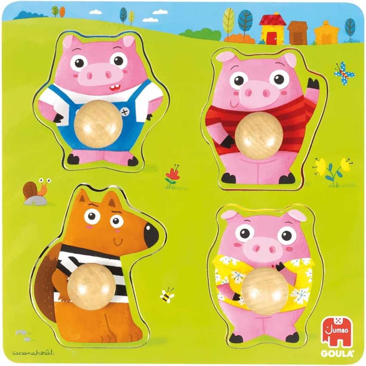 Puzzle Les 3 petits cochons vert, GOULA