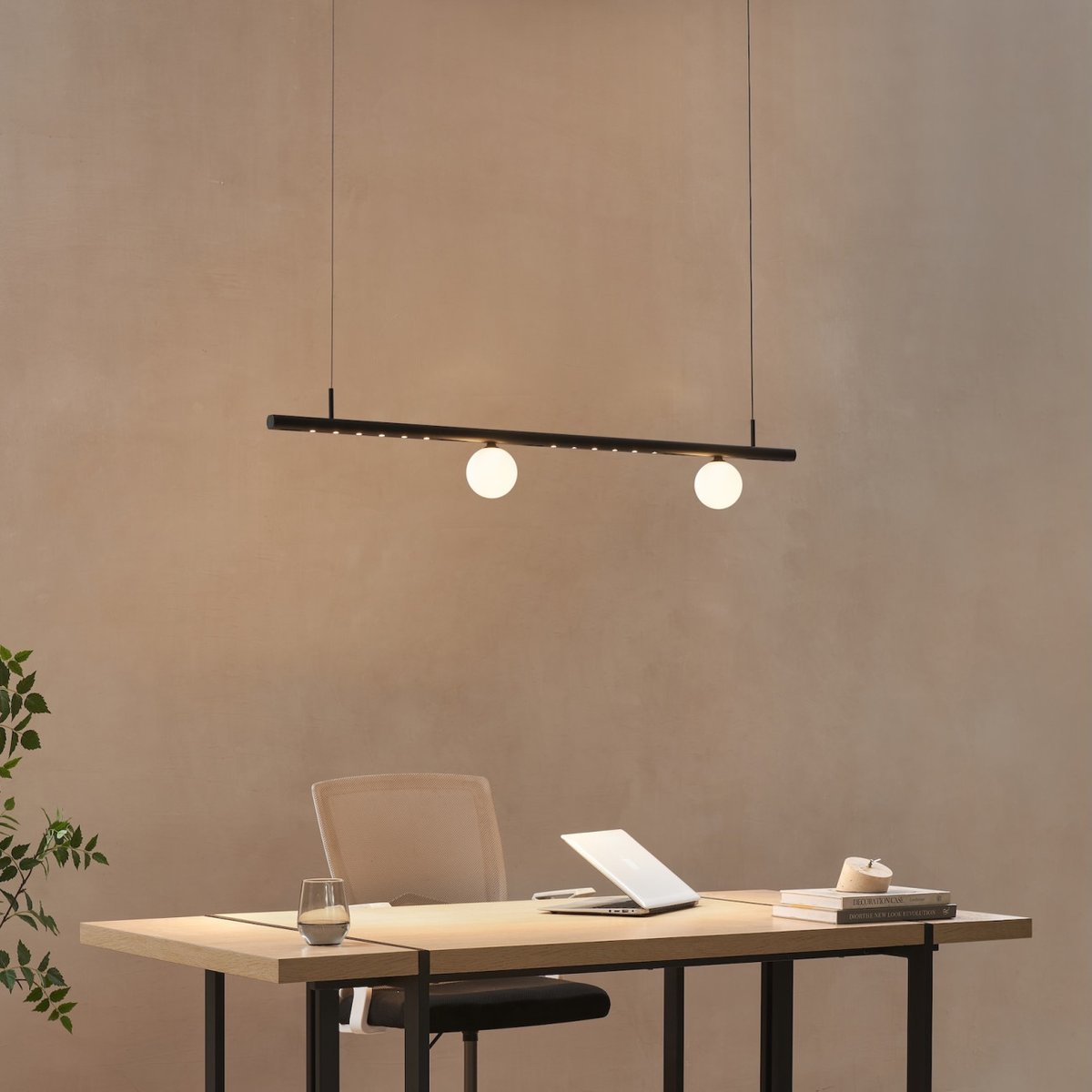 Kit suspension LED linéaire aimantée - LYNE noir et blanc, KOSILUM