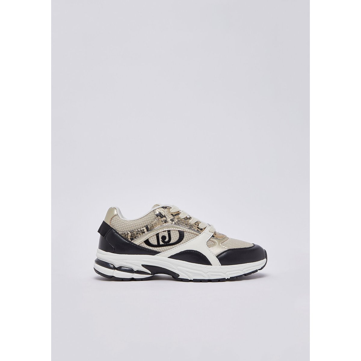 Sneakers effet python noir et beige, LIU JO