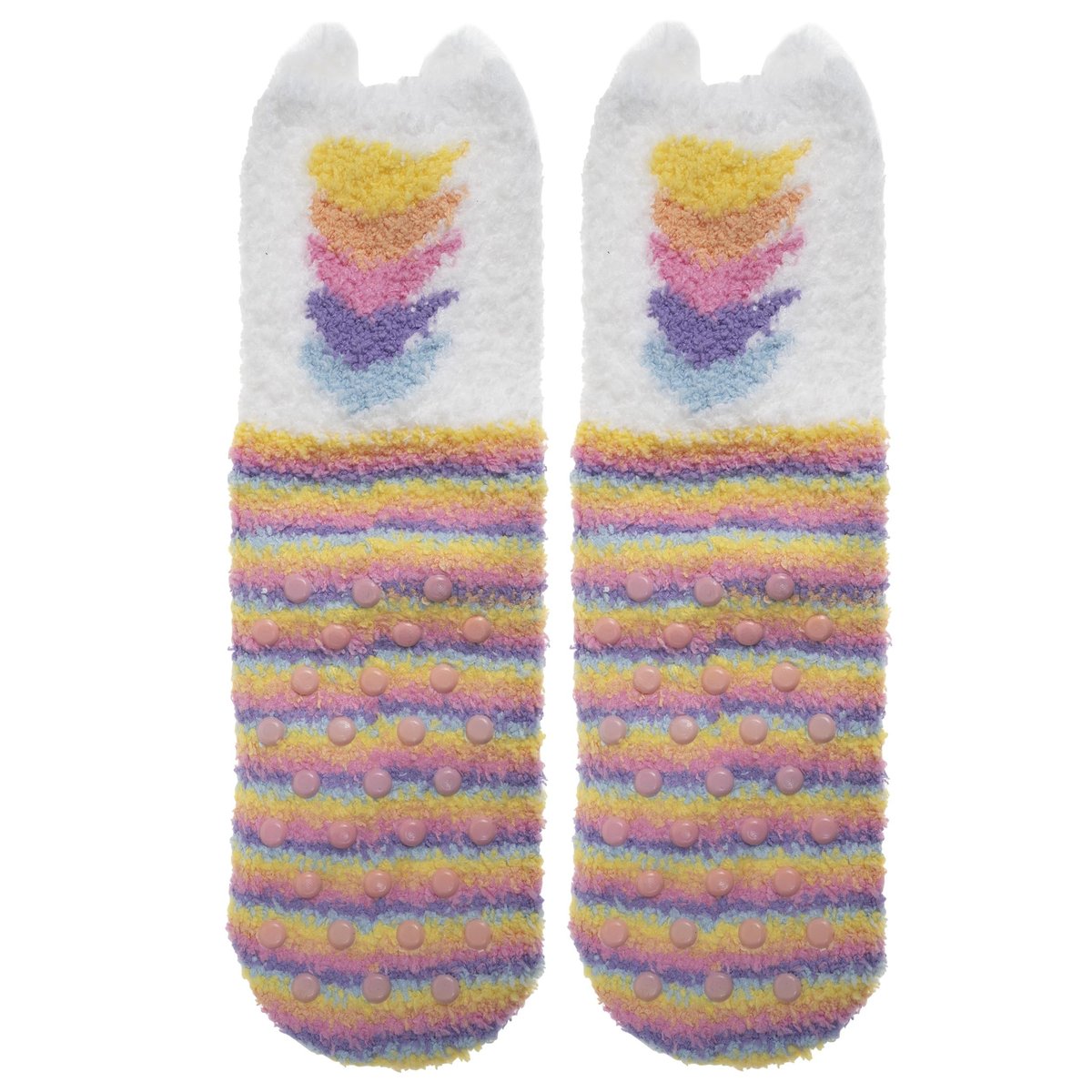 Chaussettes anti-dérapantes licorne muticolor en maille multicolor, ISOTONER