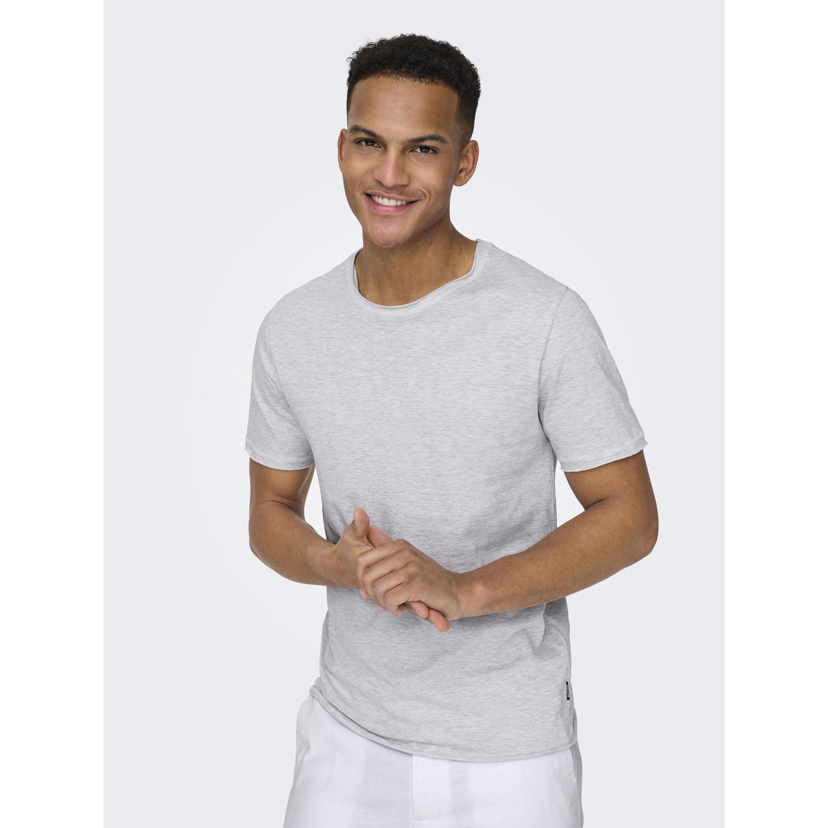 Tee Shirt Col Rond Uni, Manches Courtes white, ONLY & SONS