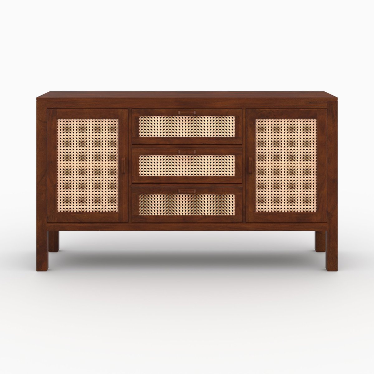 Buffet en bois de manguier et cannage - TIKI marron foncé, MAISON PAVANE