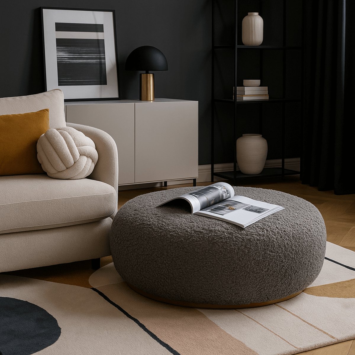 Pouf, PEBBLE BOUCLE gris, KARE DESIGN