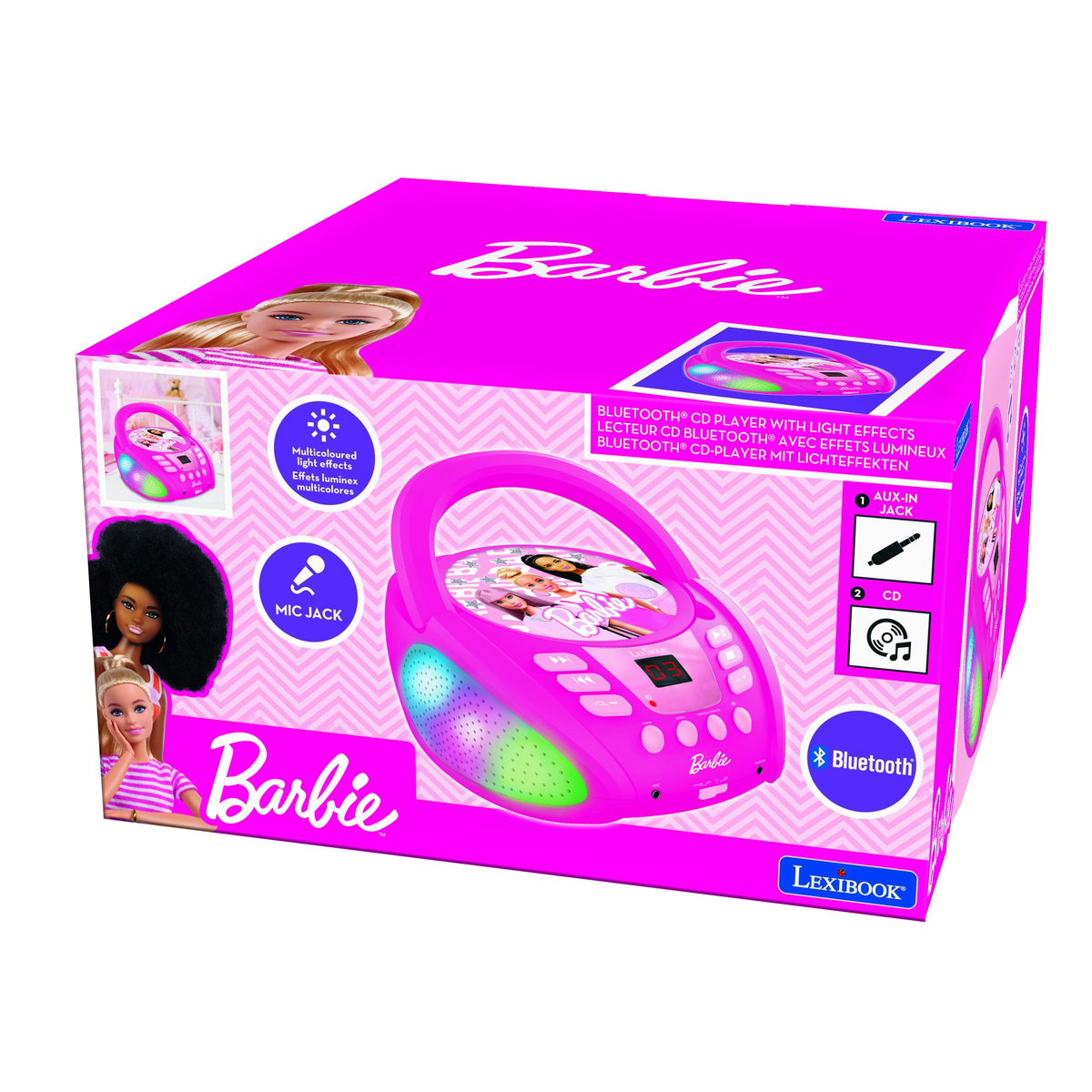 Lecteur CD Bluetooth Barbie rose, LEXIBOOK