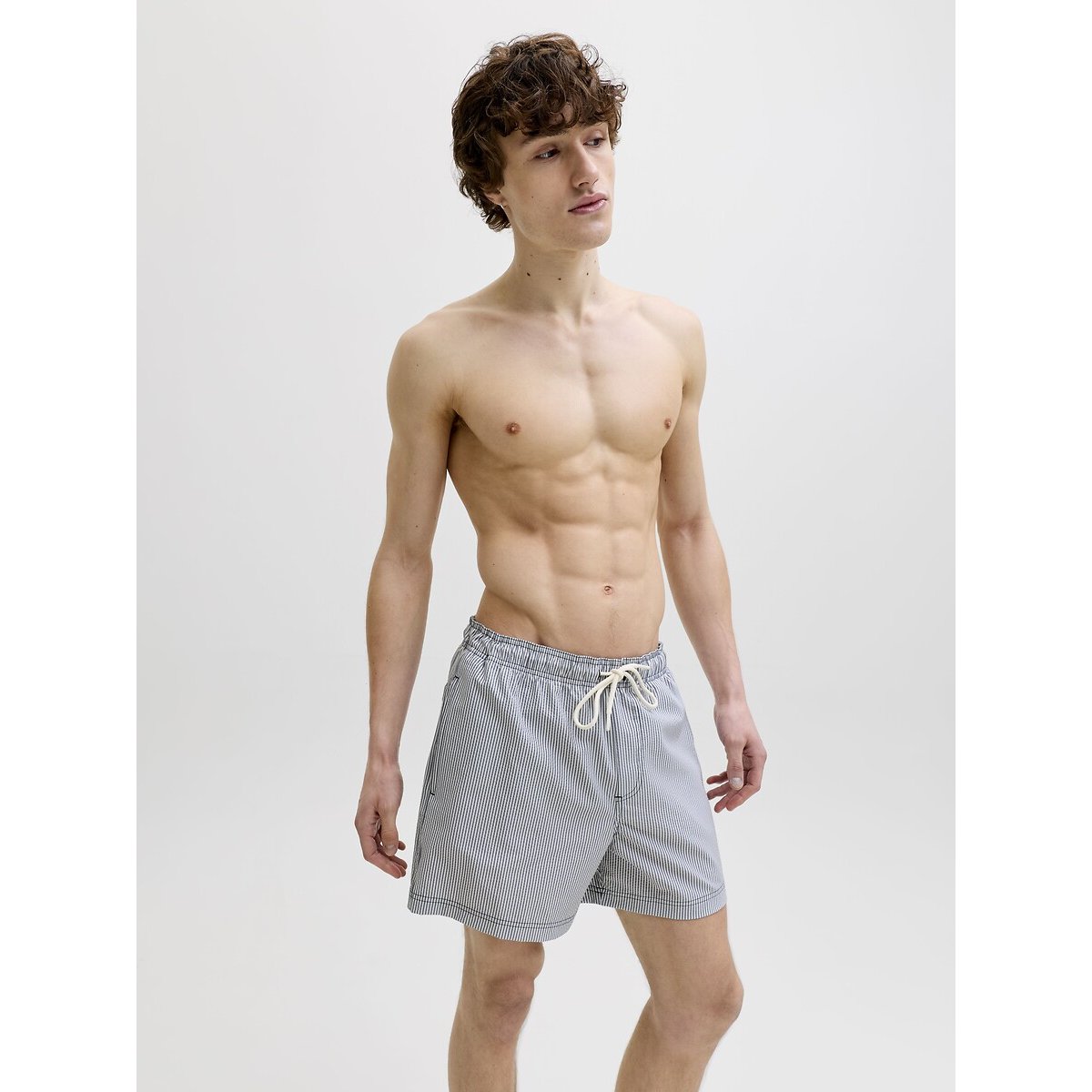 Short de bain en seersucker bleu marine, JACK & JONES