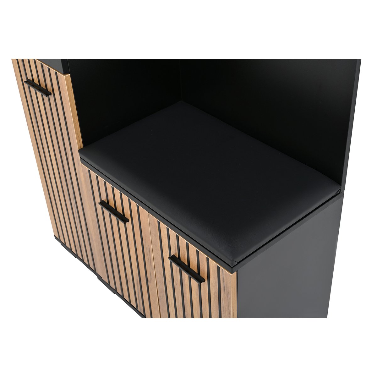 Vestiaire d'entrée avec banc et rangement, PORTER-M noir, MEUBLES COSY