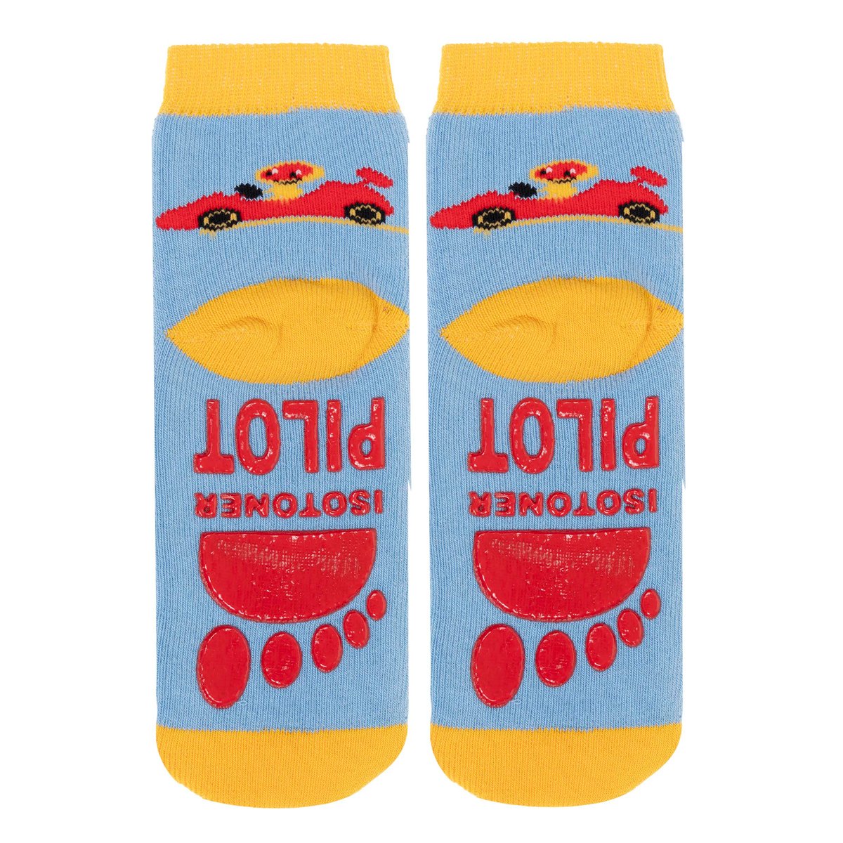 Chaussettes anti-dérapantes coton, picots antidérapants bleu, ISOTONER
