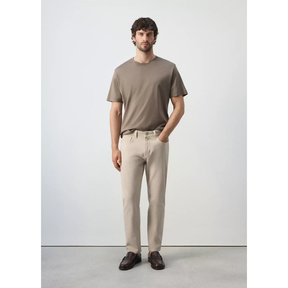 Jean Ben cropped tapered-fit beige, MANGO MAN