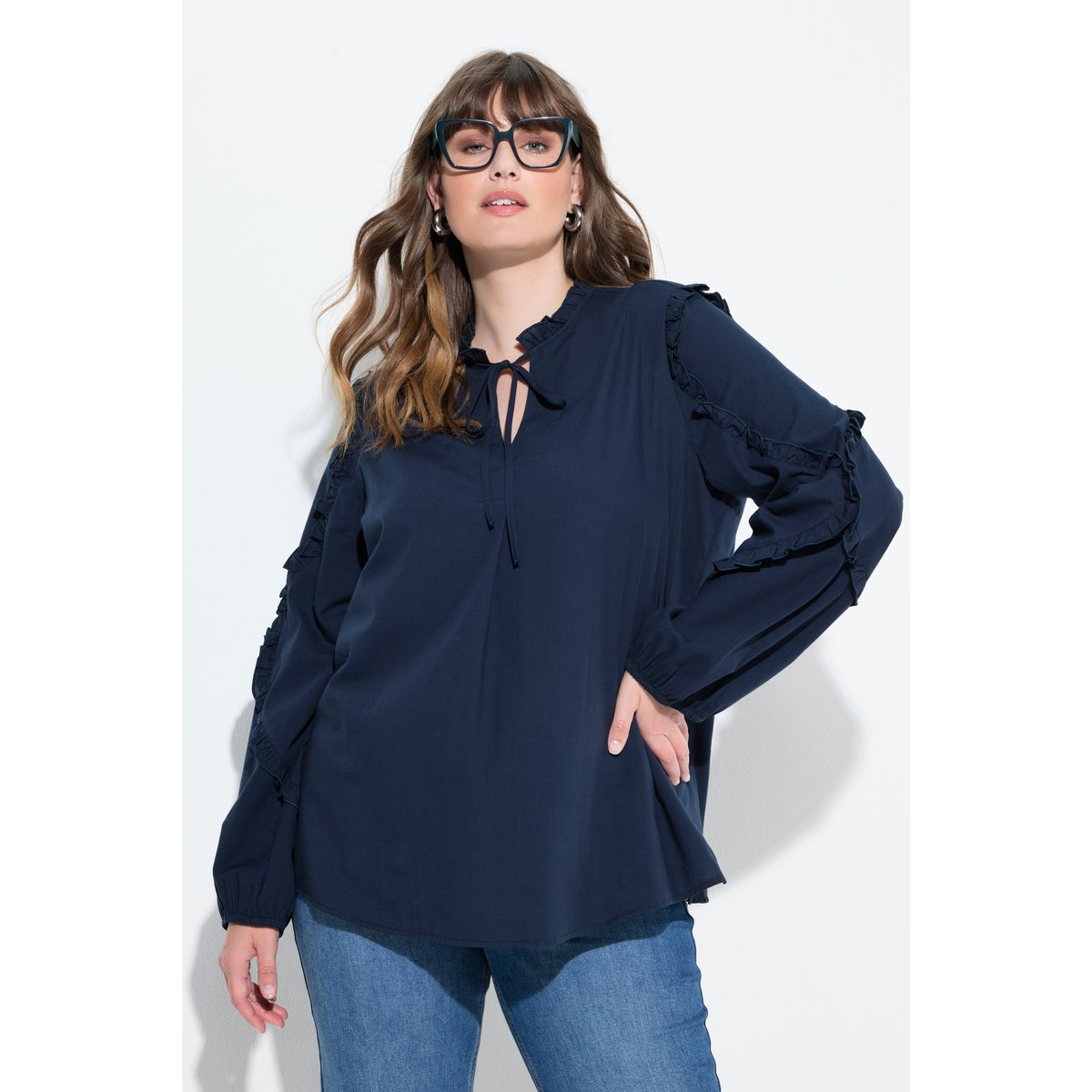 Tunique en coton bio bleu marine, ULLA POPKEN