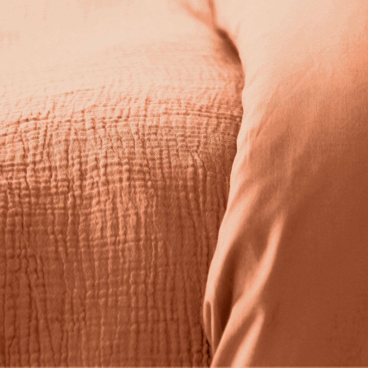 Parure housse de couette en gaze de coton unie, OZEN kaki, C DESIGN HOME TEXTILE