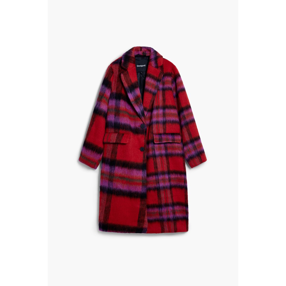 Manteau à carreaux rouges rouge, DESIGUAL