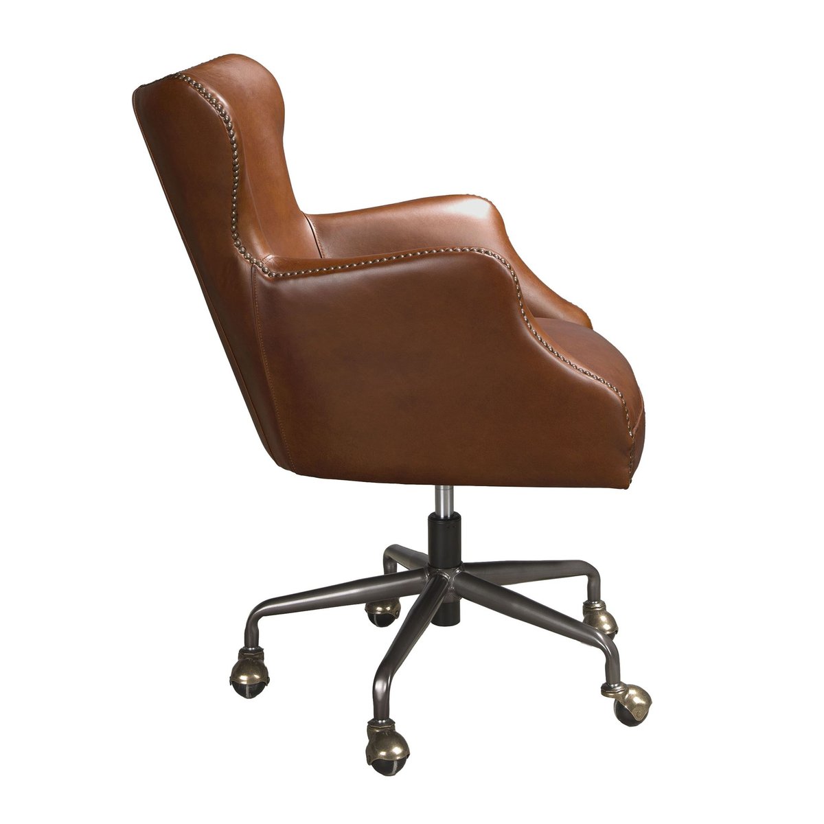 Fauteuil de bureau pivotant cuir marron foncé | acier noir, ANGEL CERDA