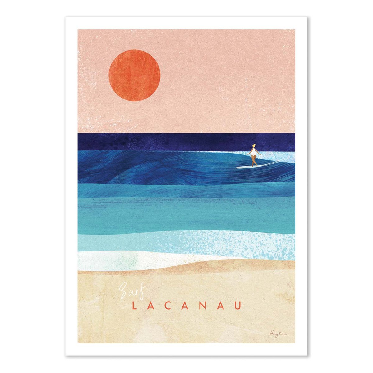 Affiche d'art - Surf Lacanau - Henry Rivers couleur unique, WALL EDITIONS