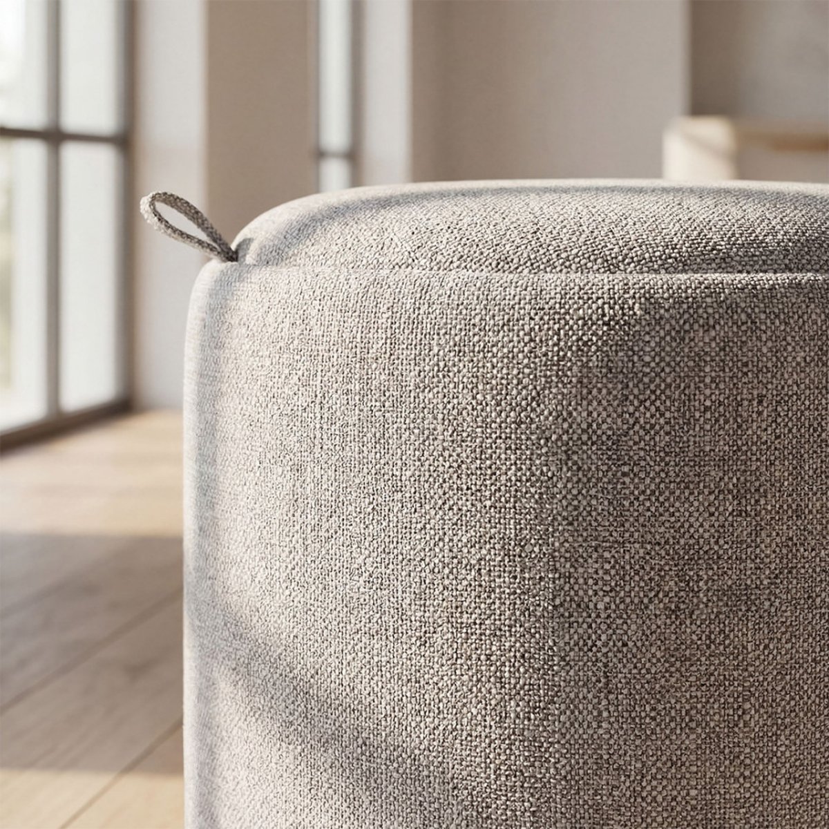 Pouf avec rangement en tissu convertible en table d'appoint 40cm- ZOE beige chiné, DRAWER