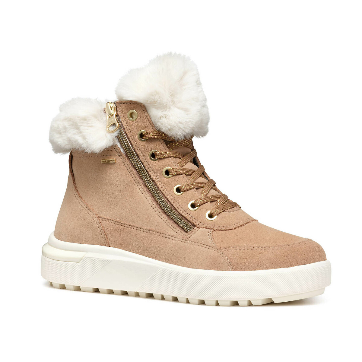Dalyla Amphibiox Breathable High Top Trainers in Suede dark beige, GEOX