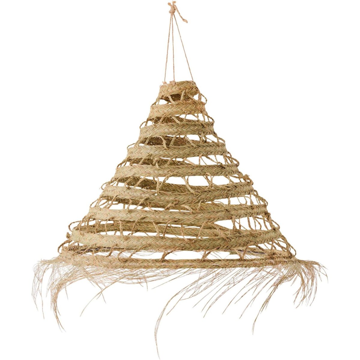 Abat-jour tressé à franges en fibre végétale naturel, RECOLLECTION