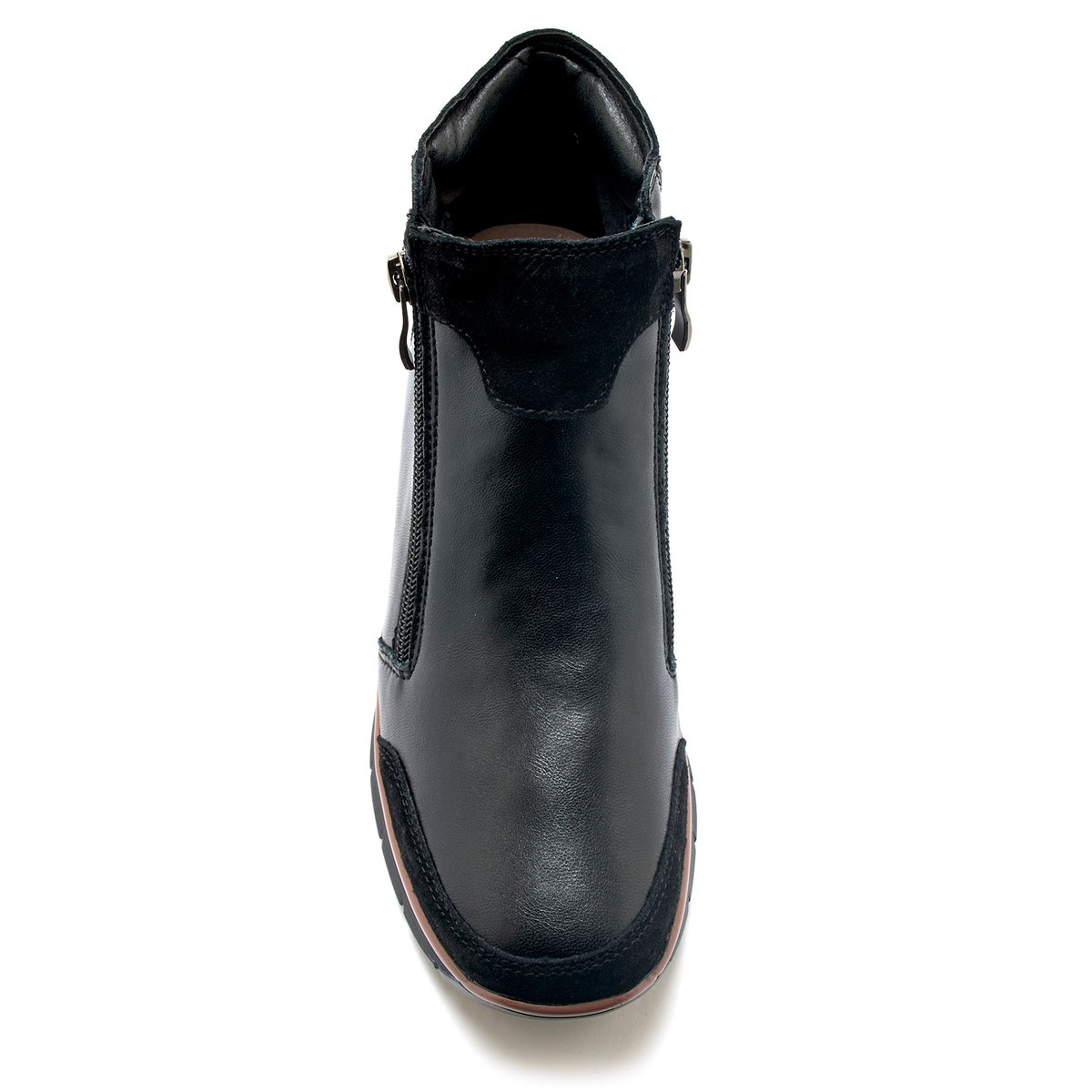 Boots double zip compensées noir, PEDICONFORT