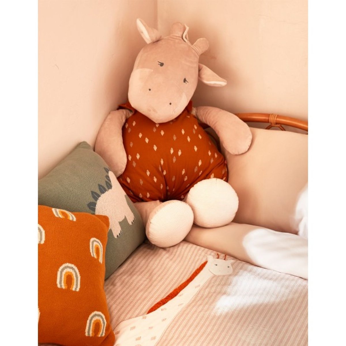 Peluche géante marron girafe tiga, NOUKIE'S
