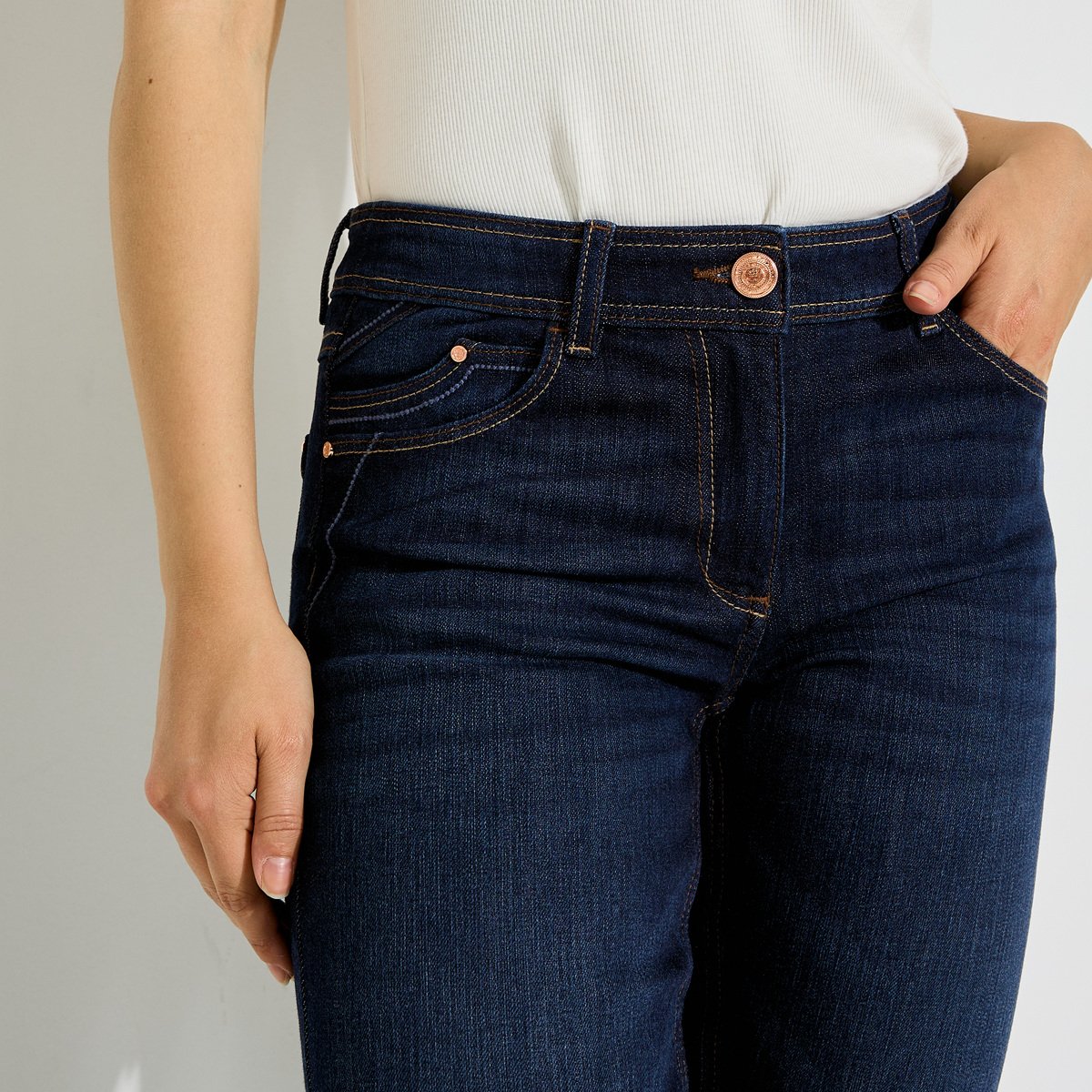 Jean droit NEWYORK D01 bleu jean denim, GRAIN DE MALICE