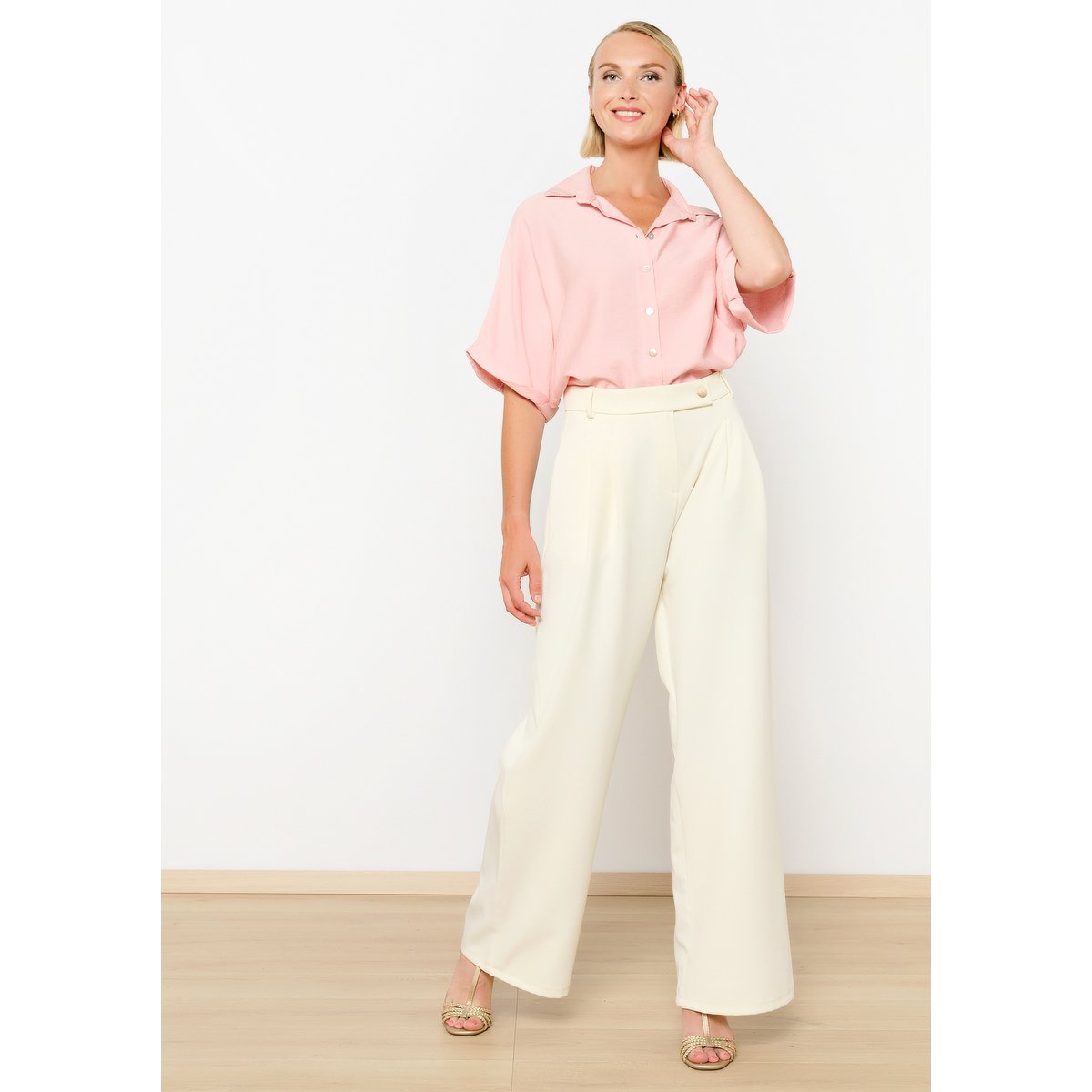 Pantalon palazzo blanc vanille, LOLALIZA