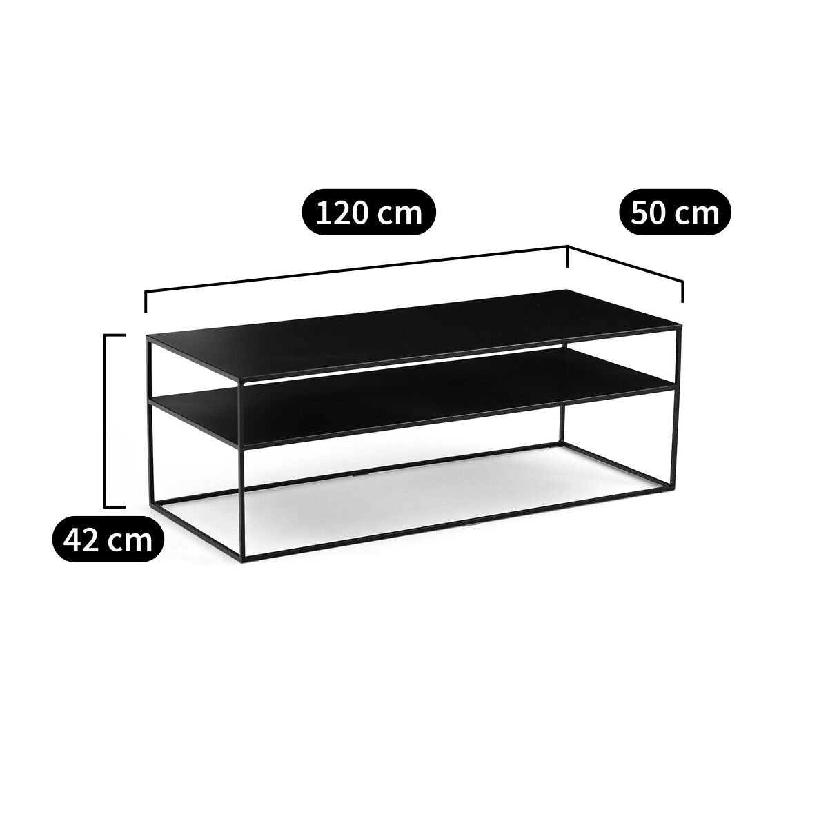 Table basse double plateau en métal acier, MIVA bordeaux, LA REDOUTE INTERIEURS