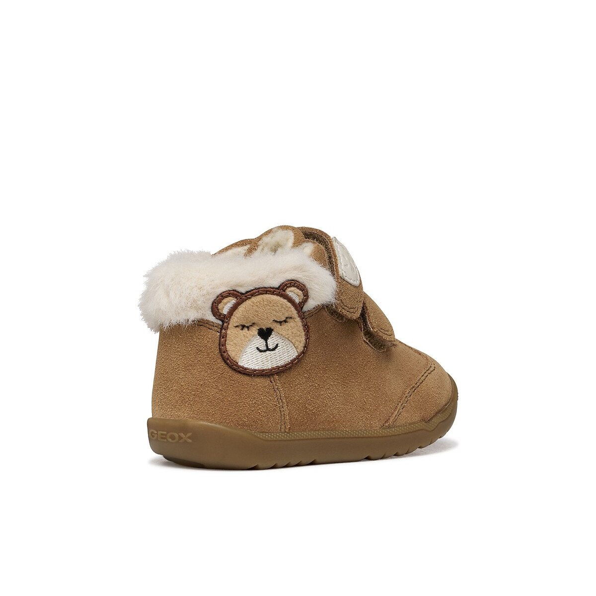 Kids Macchia Faux Fur-Lined Suede Trainers cognac, GEOX