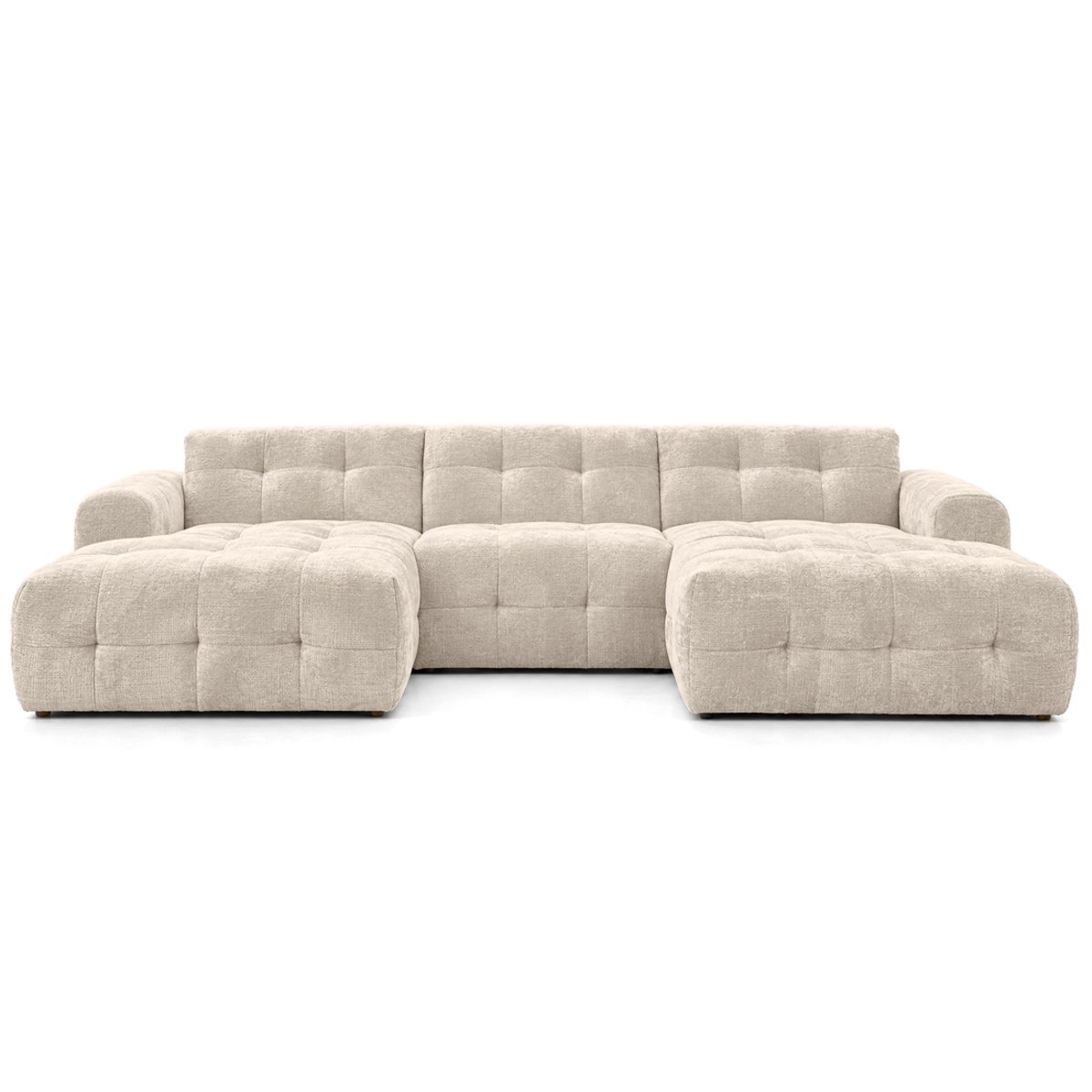 Canapé panoramique en U velours texturé, DIANE beige, BEST MOBILIER